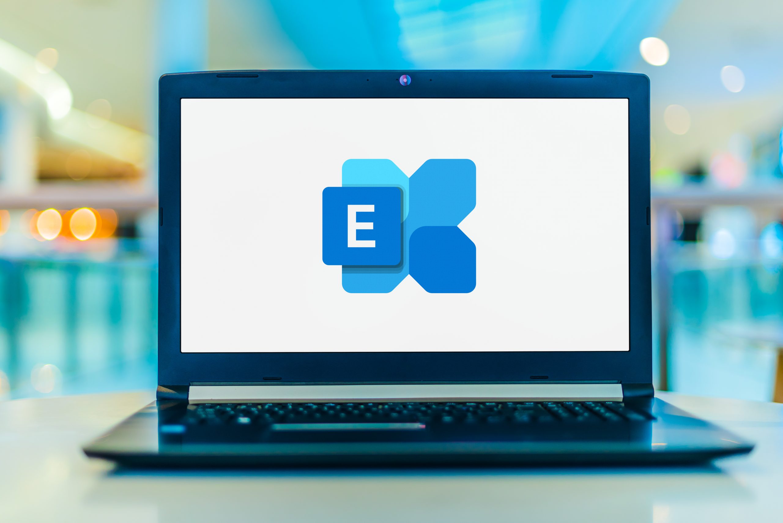 Laptop Showing Microsoft Exchange Logo on the screen